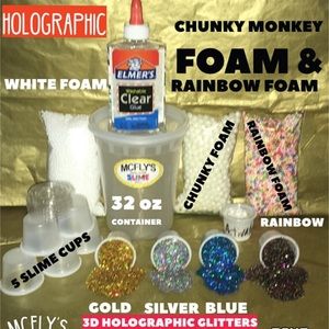 Slime kit holographic glitter Elmers glue clear